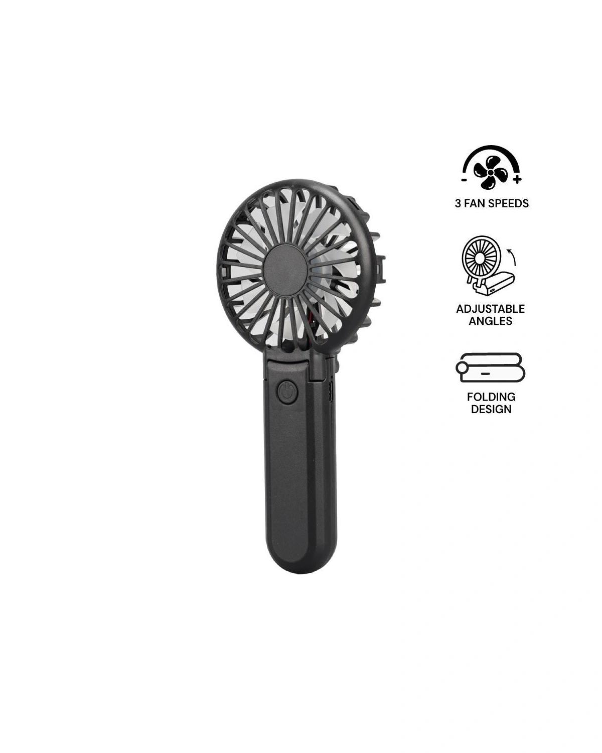Bicoce - ROTO - Rechargeable Handheld Fan with Foldable Desk Stand - Black