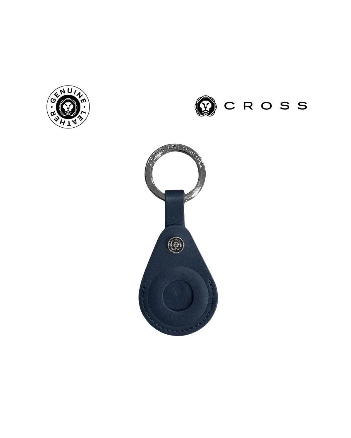 Godige - CROSS Leather Airtag Key Ring - Blue