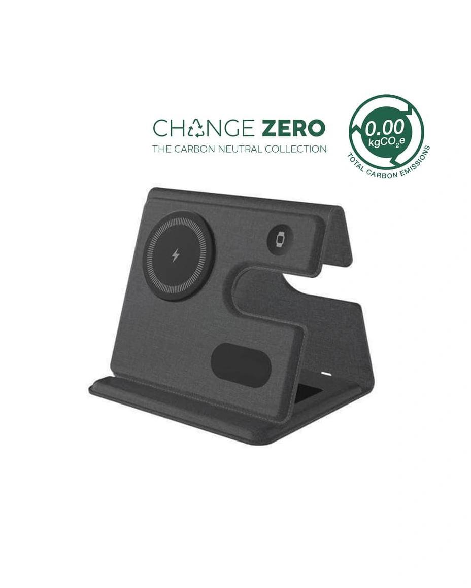 Kicehe - PLANA - CHANGE ZERO Recycled 3-in-1 Wireless Charger Station - Black