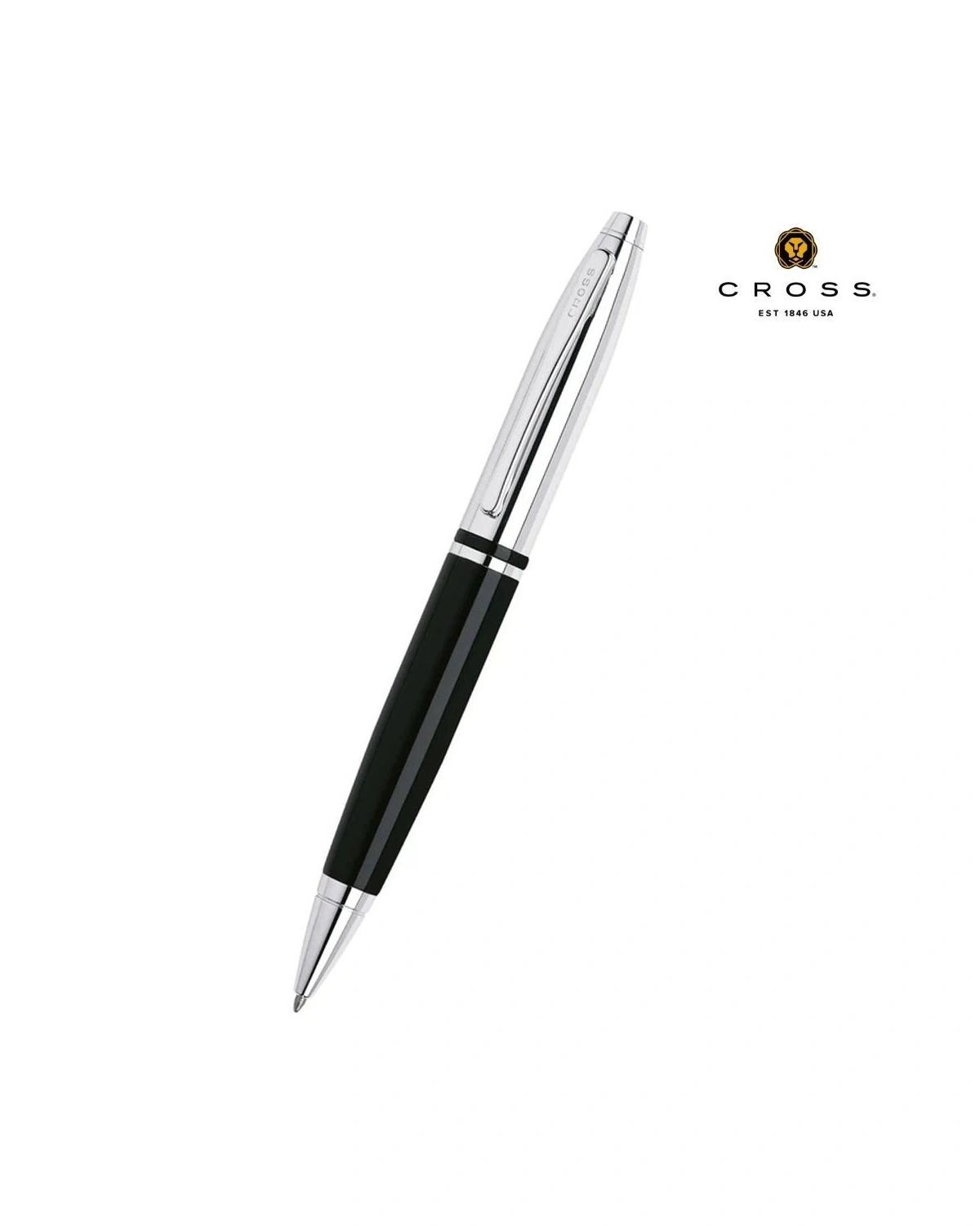 Gacagi - Cross CalaisTM Chrome/Black Lacquer with Polished Chrome Appointments Ballpoint Pen (Blue Ink)