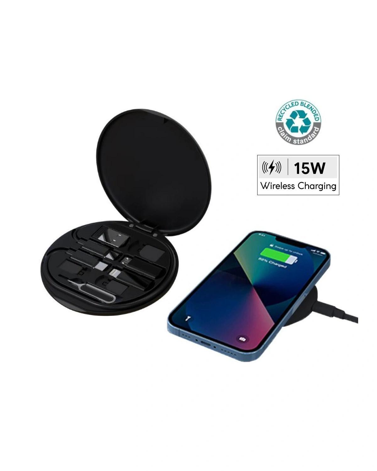 Filece - OSLO - @memorii Recycled 15W Wireless Charger Multi - Cable Set - Black