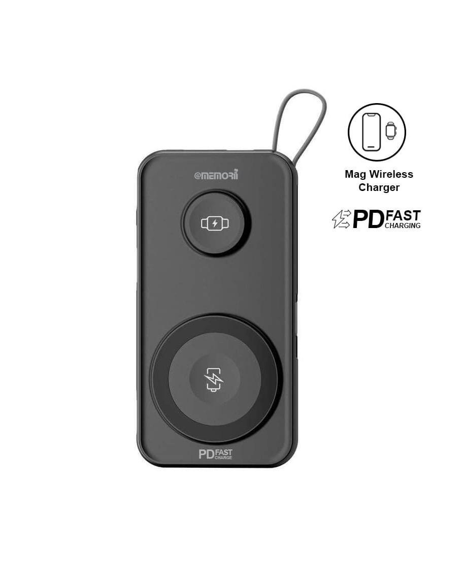 Bahibe - ROTTERDAM - @memorii® 10,000mAh Universal Wireless Powerbank with inbuilt cables - Black