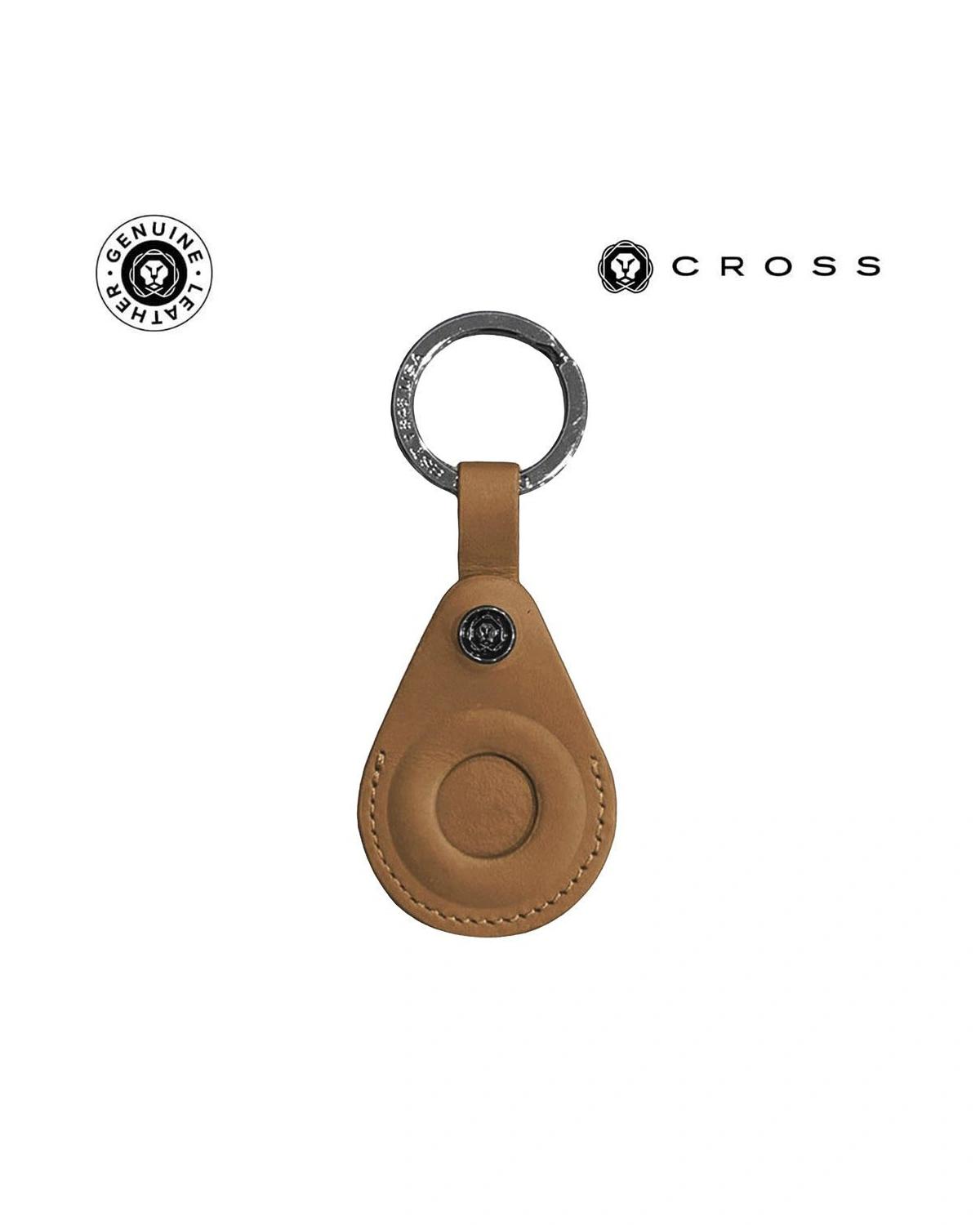 Cobidi - CROSS Leather Airtag Key Ring - Mocha