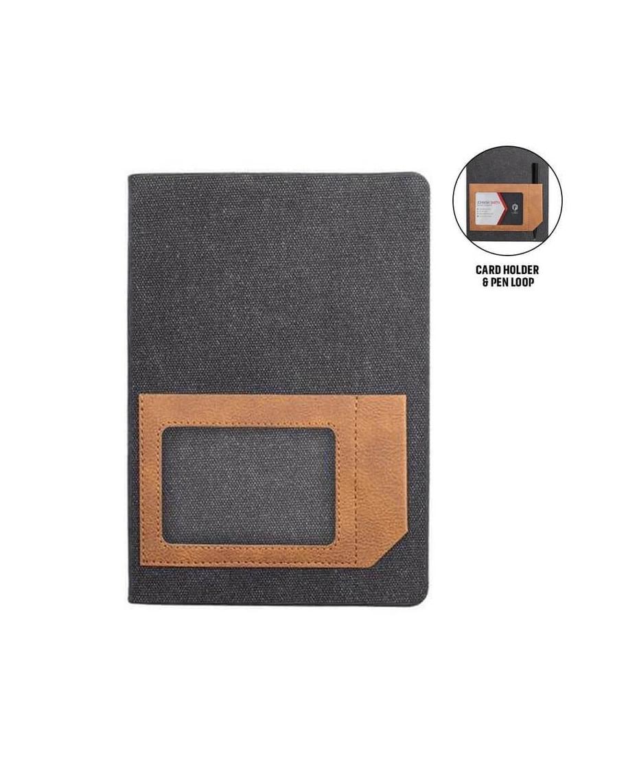 Bodihe - ADANA - Santhome Recycled Canvas A5 Hard Cover Notebook with PU Pocket - Black