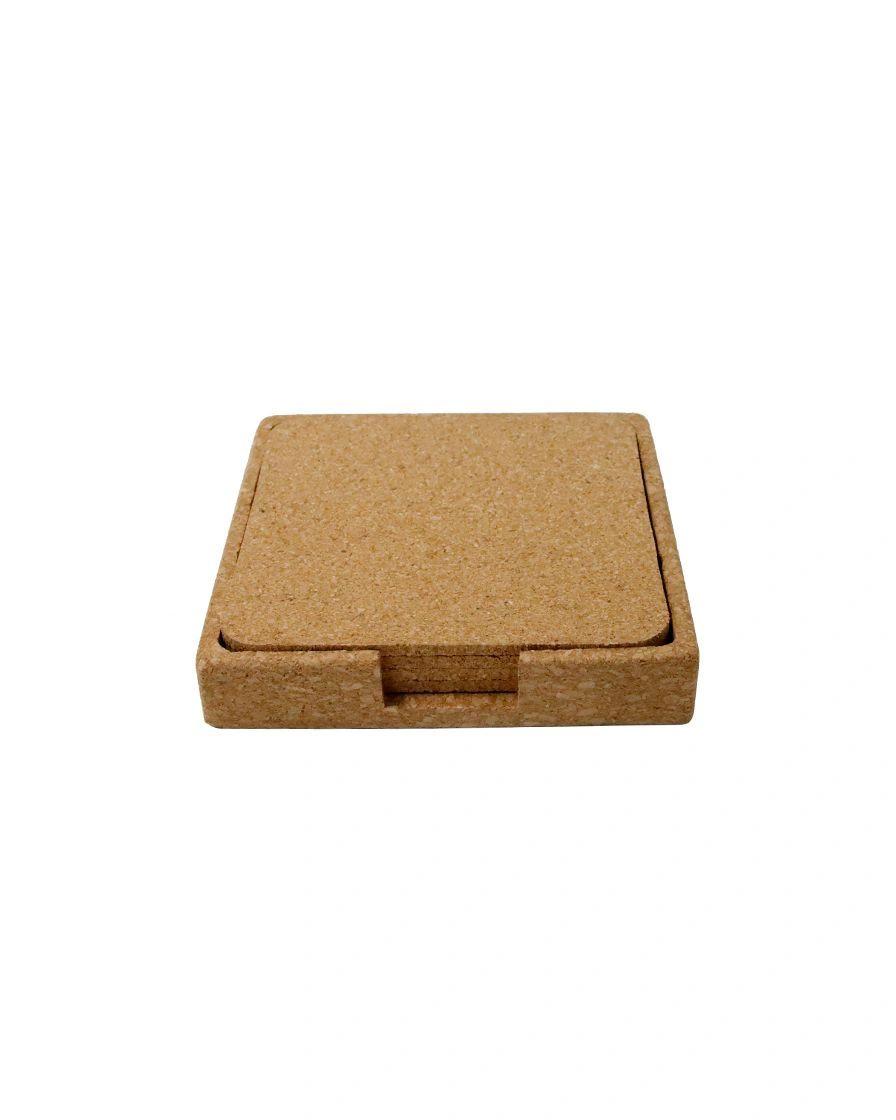 Bokika - TEREVI - eco-neutral set of 4 Cork Coasters with Cork Stand