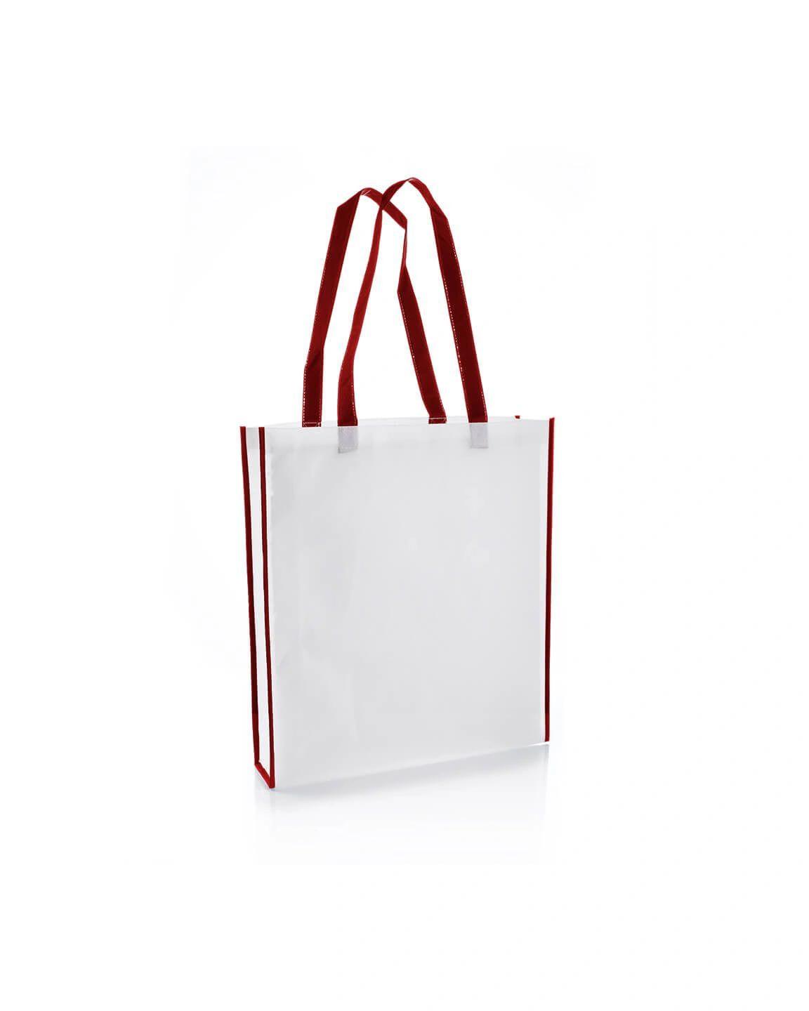 Cecoli - Non-Woven Shopping Bag Vertical White/Maroon