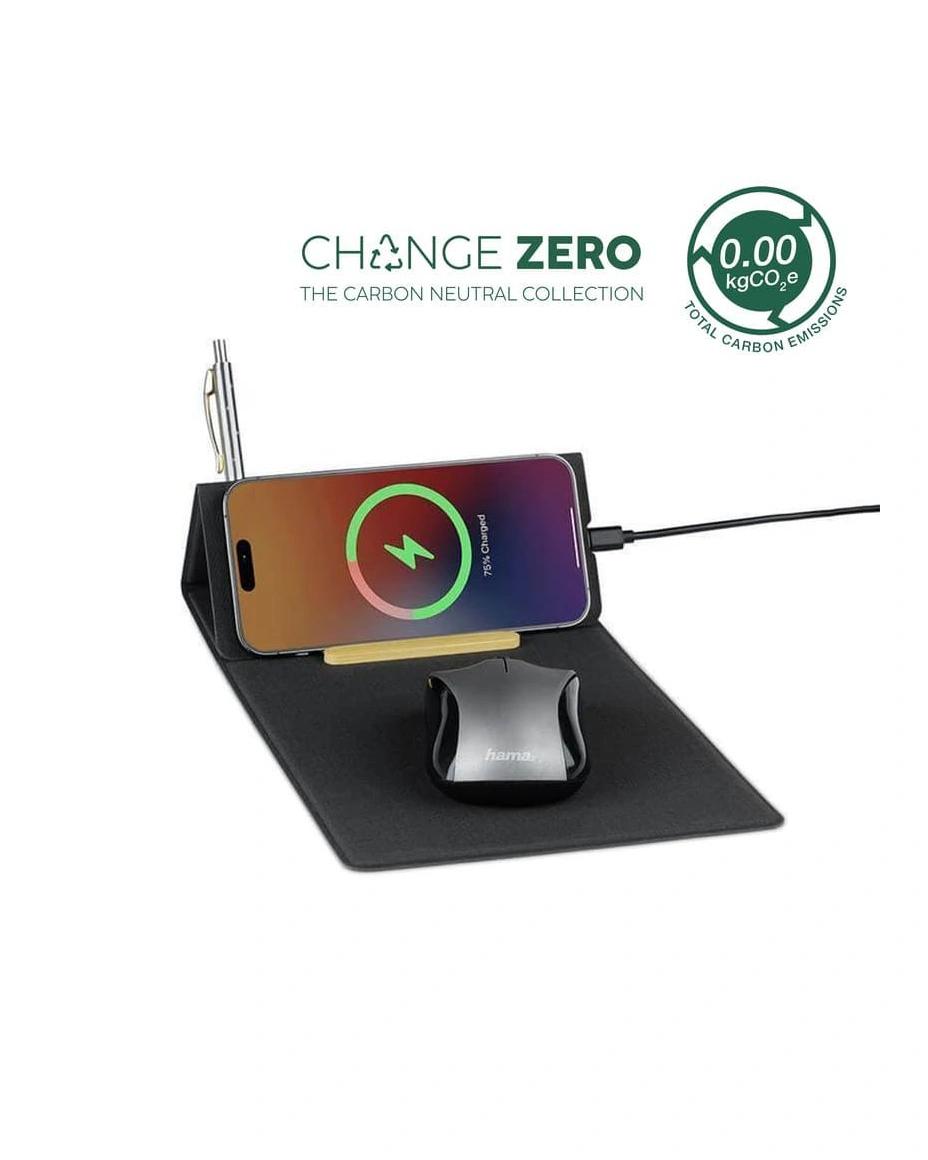 Bifike - BLACE - CHANGE ZERO Recycled PU 15W Wireless Mousepad & Desk Organizer - Black