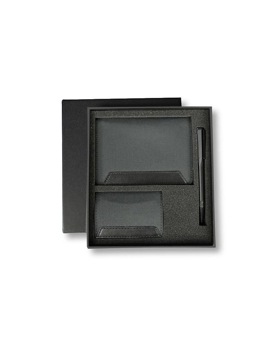 Defofa - IRTA - Executive Set of Passport Cover, Name Card Holder and Metal Pen - Black
