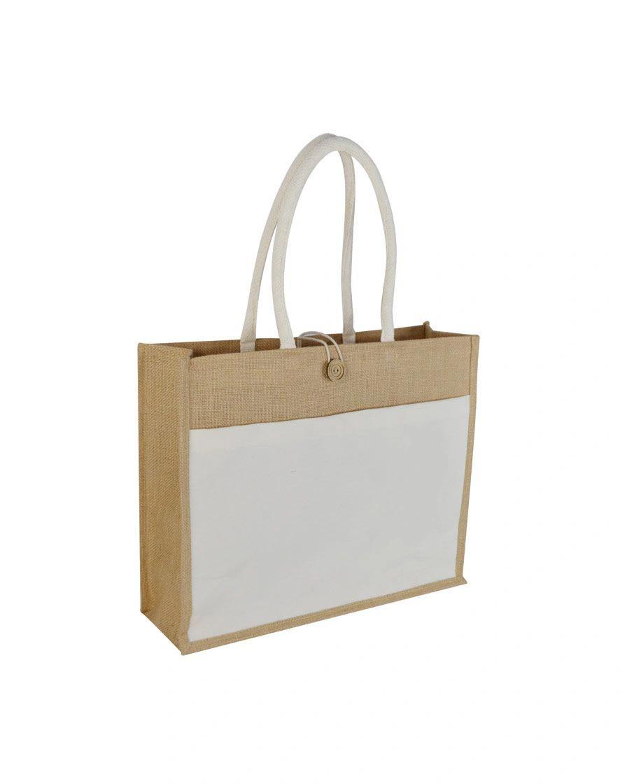 Lagibe - MONCLOVA - Jute Bag with Canvas Pocket - Natural