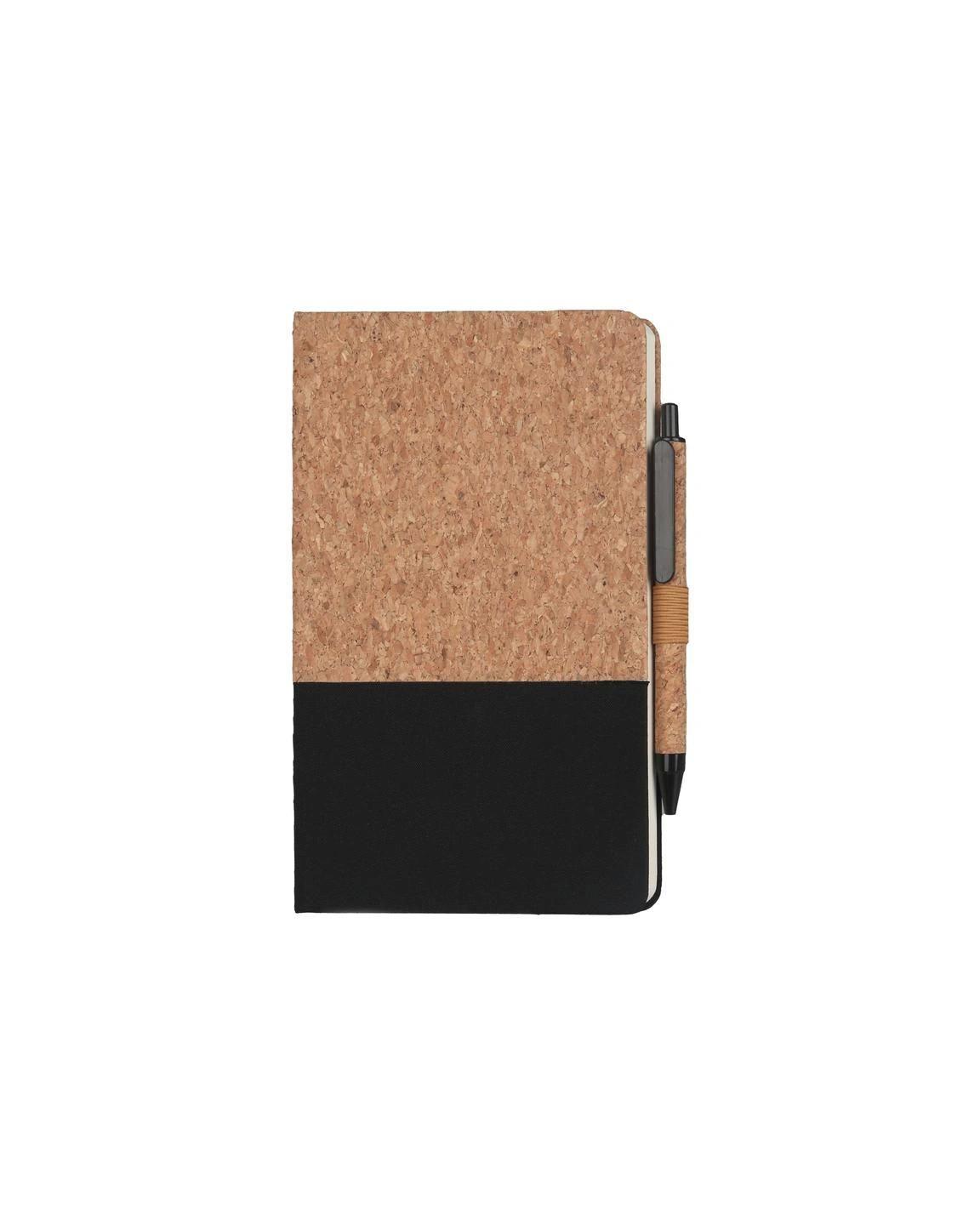 Hadebo - BORSA - eco-neutral A5 Cork Fabric Hard Cover Notebook and Pen Set - Black