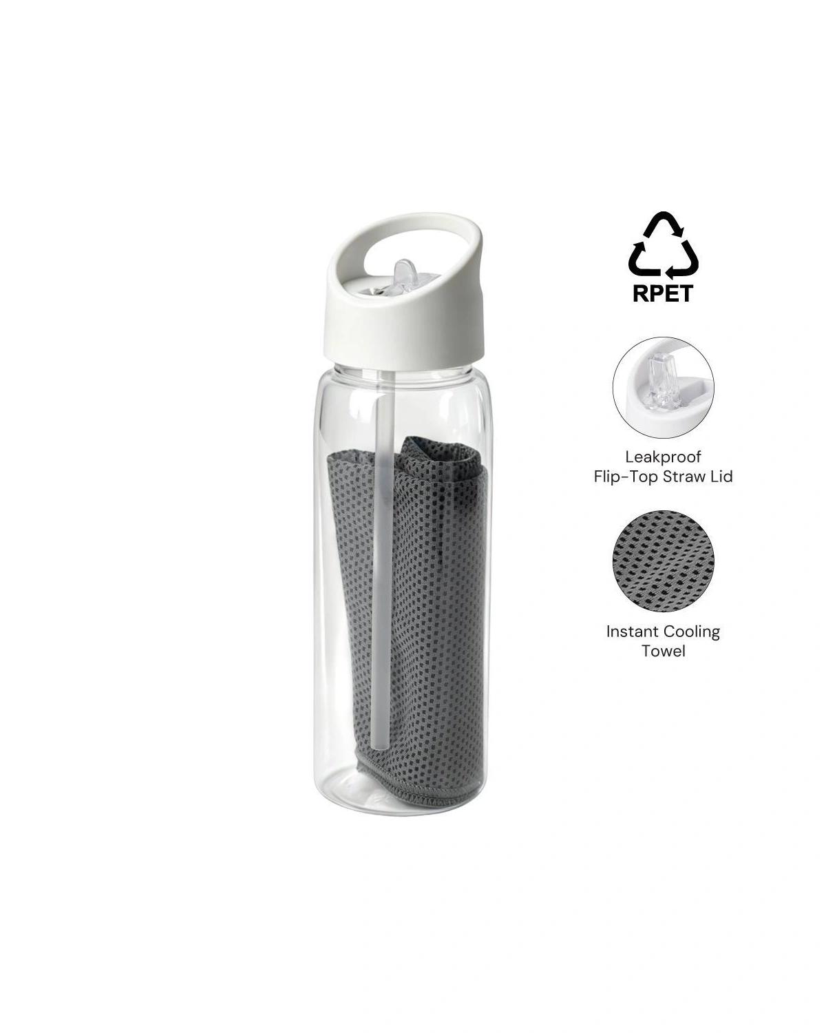 Gehodi - - DEVON RPET Cooling Towel in RPET Bottle 800 ml - White