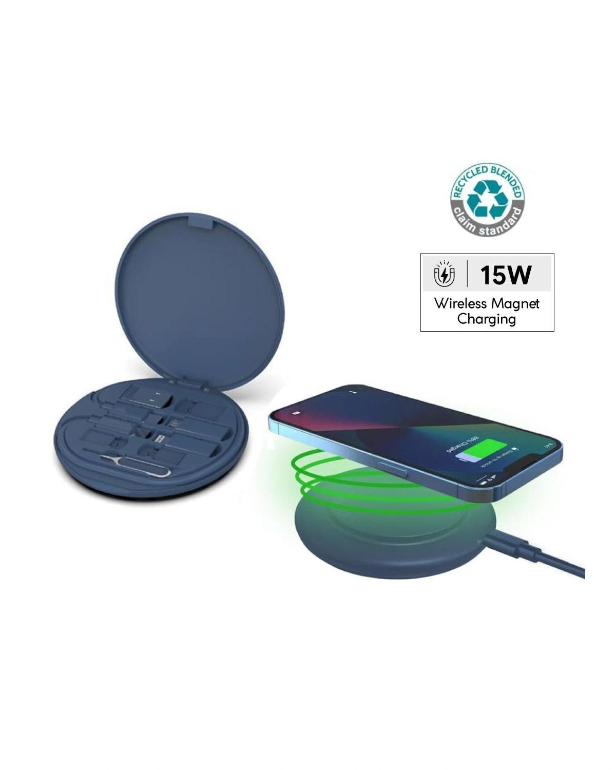 Dadehi - OSLO Mag - @memorii Recycled 15W Magnetic Wireless Charger Multicable Set - Blue