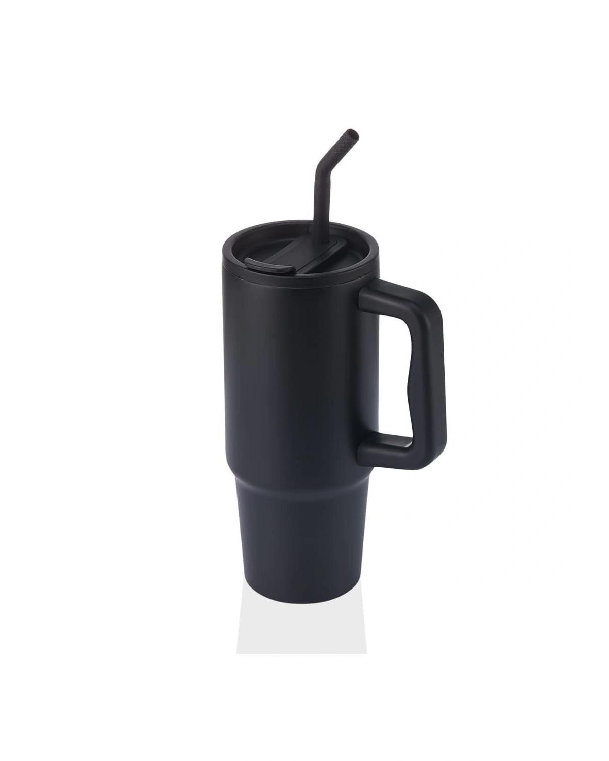 Fibadi - BERN - Recycled Stainless Steel Tumbler with Reusable Straw - Black