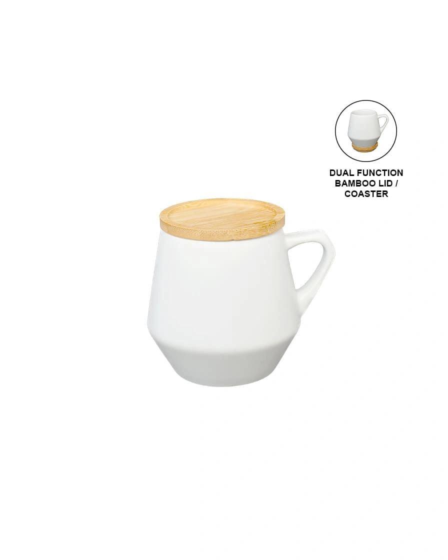 Kabeke - SEVILLA - eco-neutral Ceramic Mug with Bamboo Lid - White