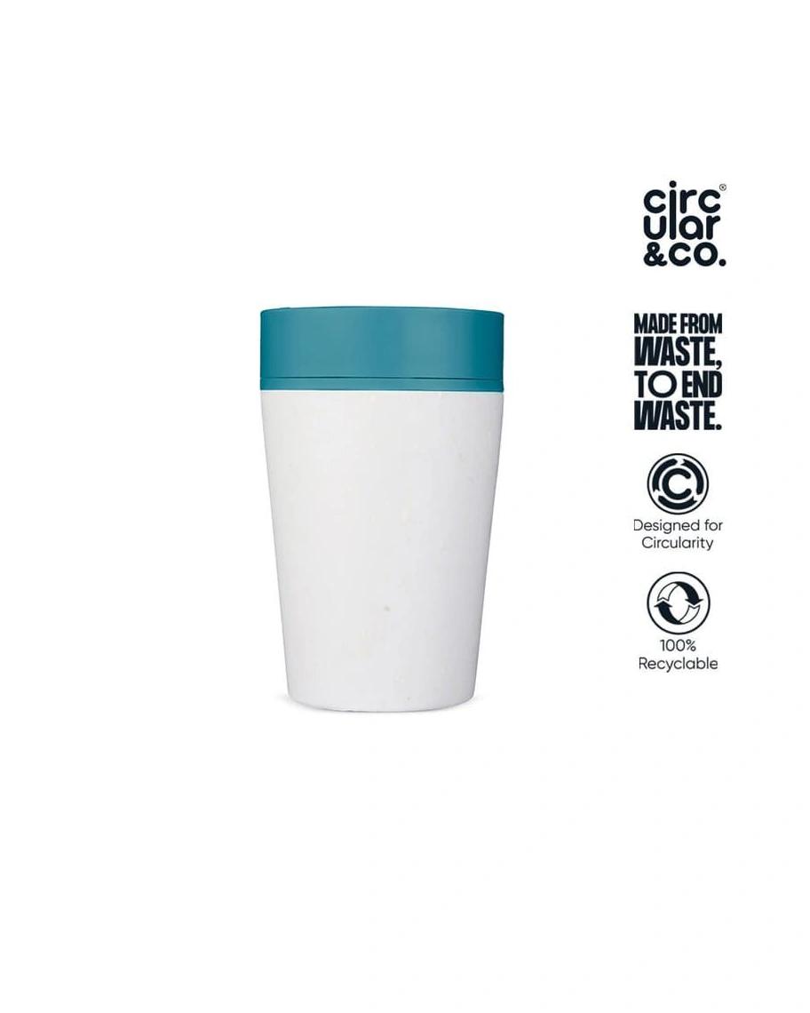 Bokico - Circular Cup 8oz Chalk & Aquamarine Green