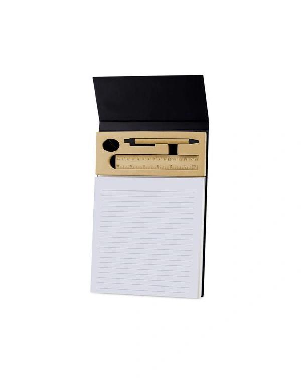 Kabifi - ARSLEV - A4 Ruled Desk Notepad with Pen, Ruler and U-clips
