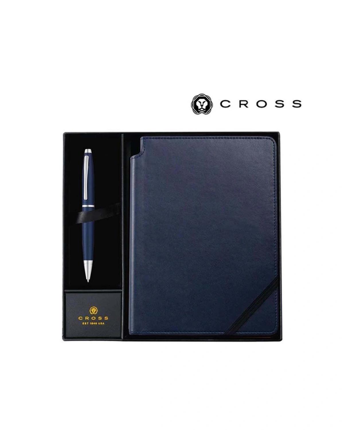 Hofoga - Cross CalaisTM Metallic Blue Ballpoint Pen with Classic Blue Journal Gift Set