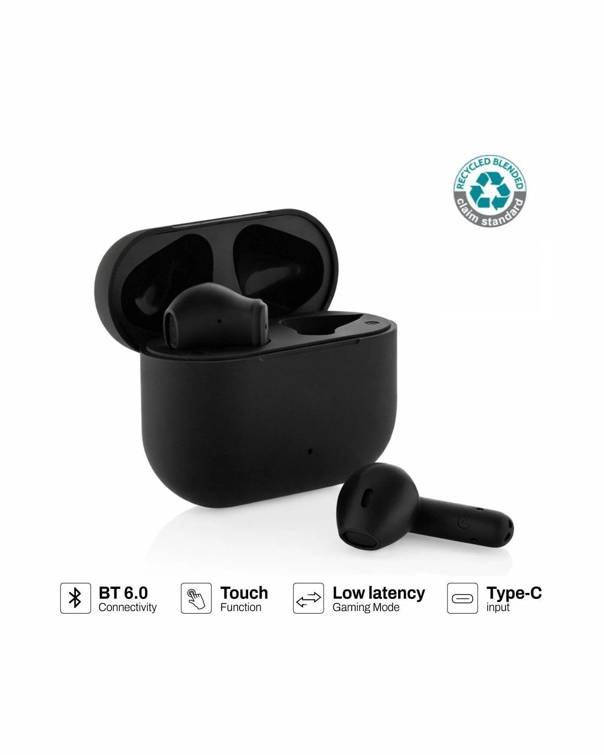 Gelidi - TUNEVO RCS recycled plastic wireless earbuds - Black