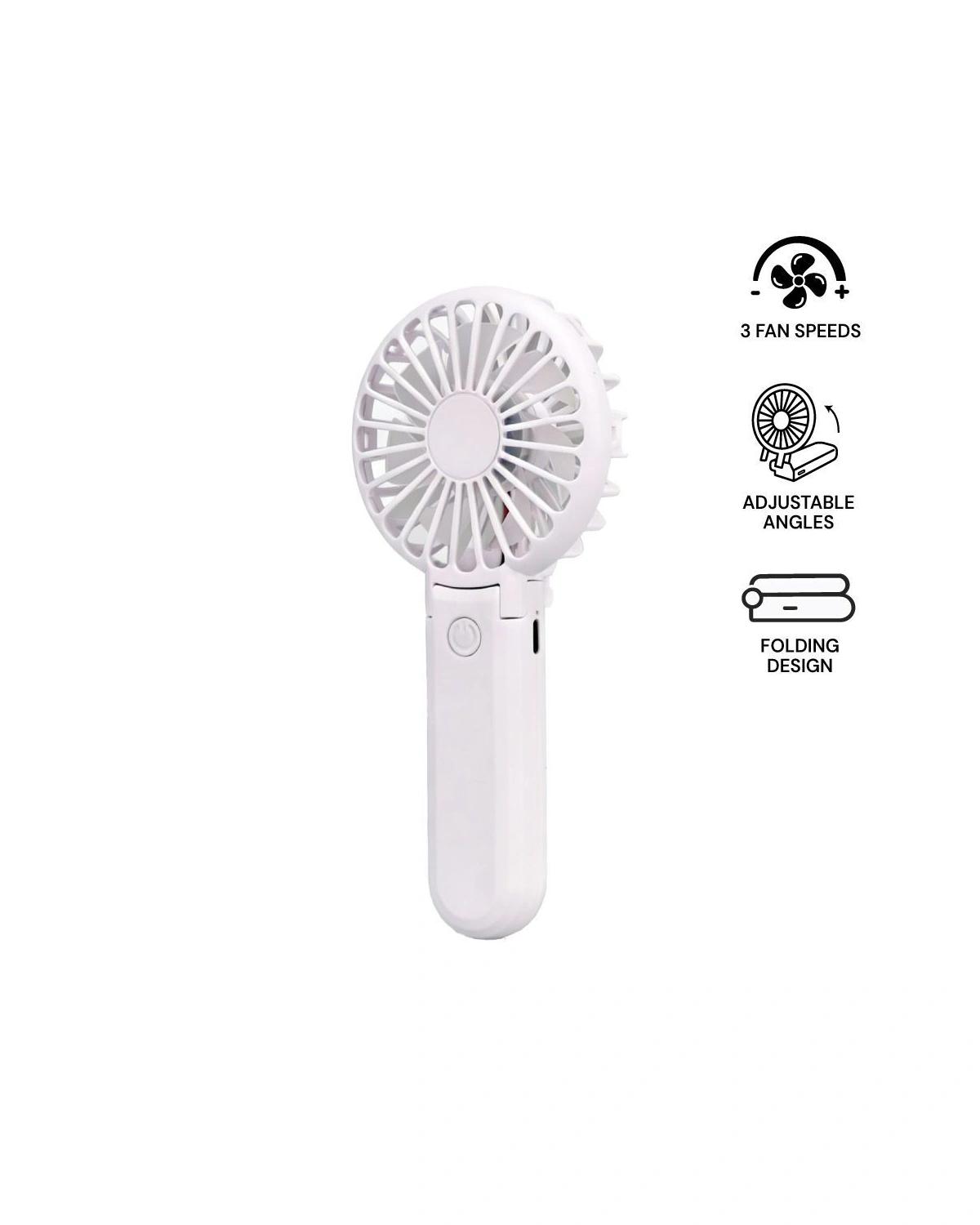 Bobili - ROTO - Rechargeable Handheld Fan with Foldable Desk Stand - White
