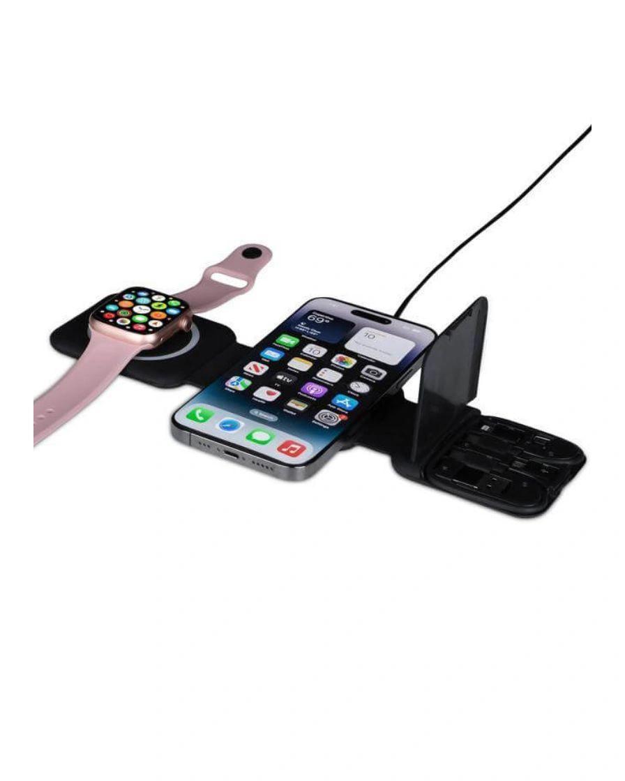 Hodake - BOLERO - @memorii 2 in 1 Wireless Charger with Multi Cable Set - Black