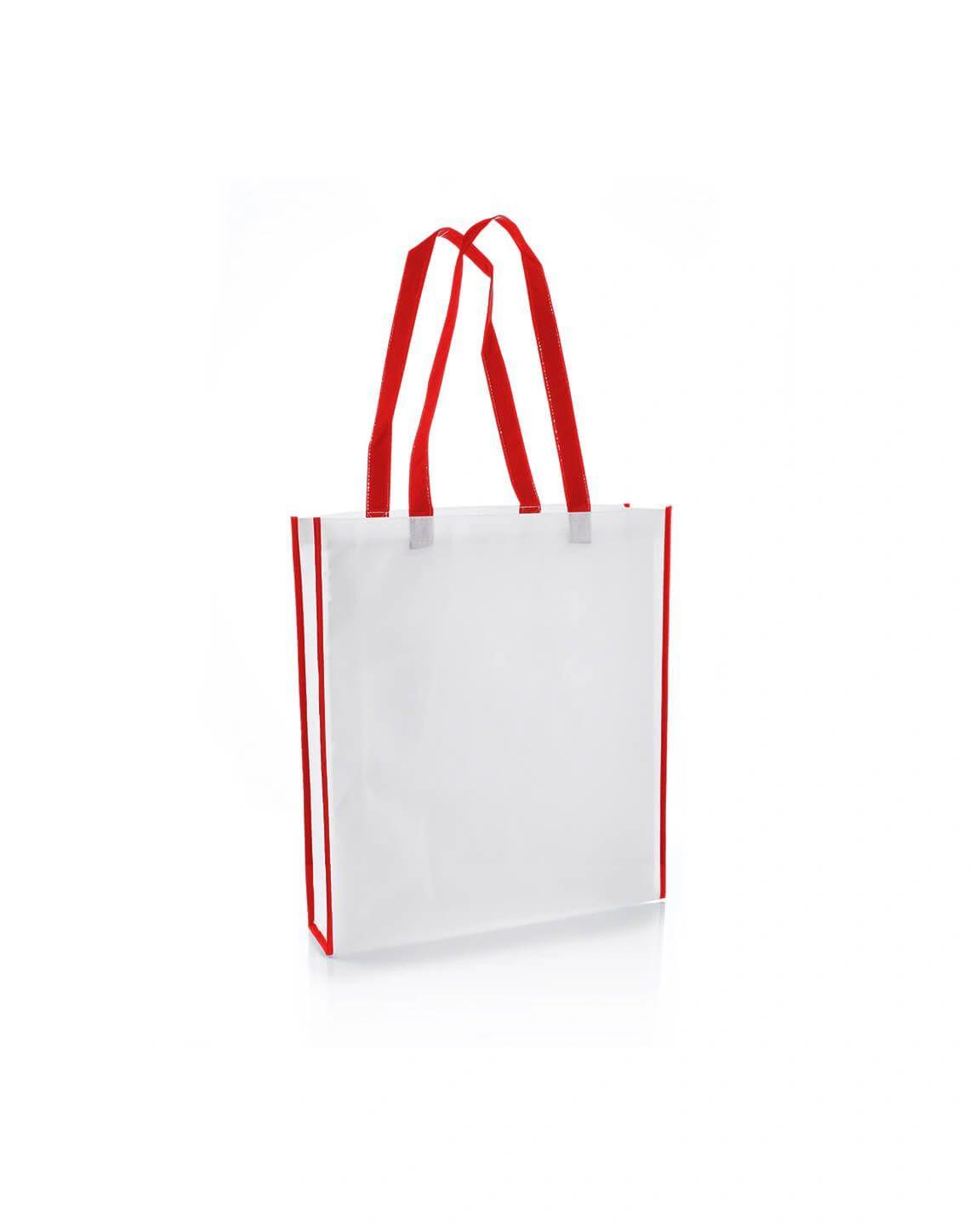 Hecelo - Non-Woven Shopping Bag Vertical White/Red