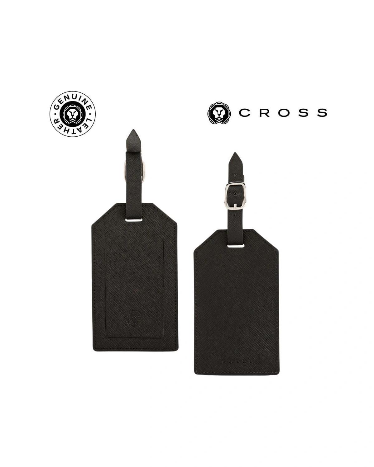 Fekike - CROSS Saffiano Leather Luggage Label - Black