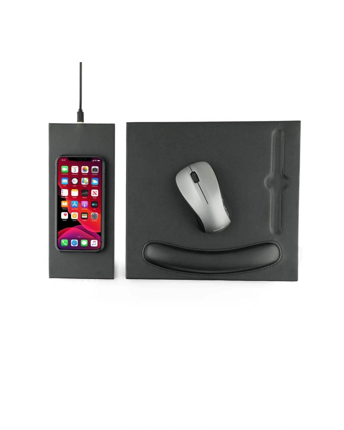 Cohifi - DOBERAN - @memorii 10W Wireless Charger PU Mouse Pad - Black