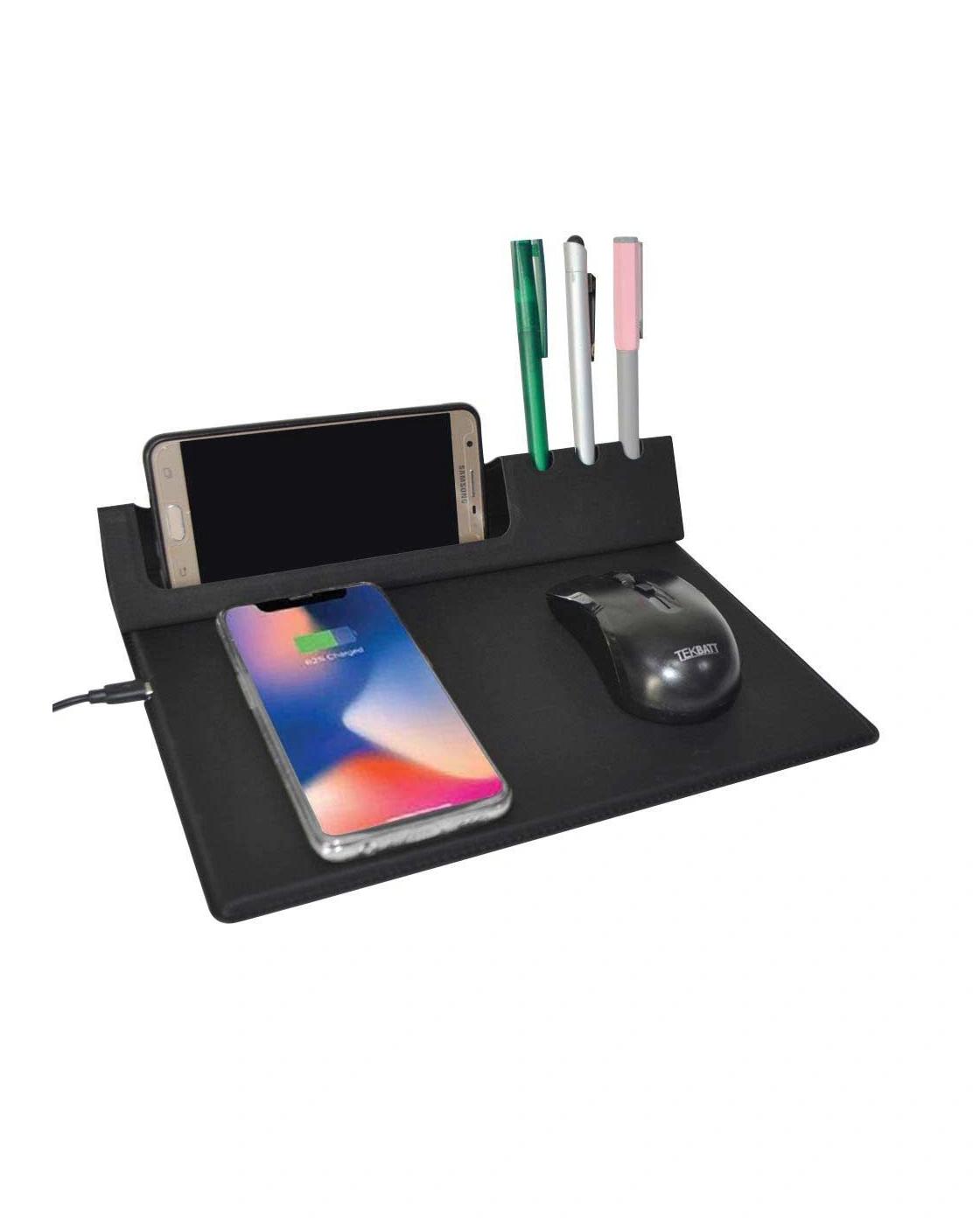 Leheho - RUNKEL - 10W Wireless PU Mouse Pad & Desk Organizer - Black