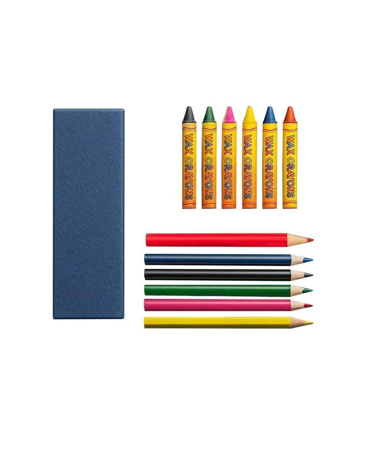 Lobaca - RUBA - Set of Color Pencils & Crayons in Denim Paper Box