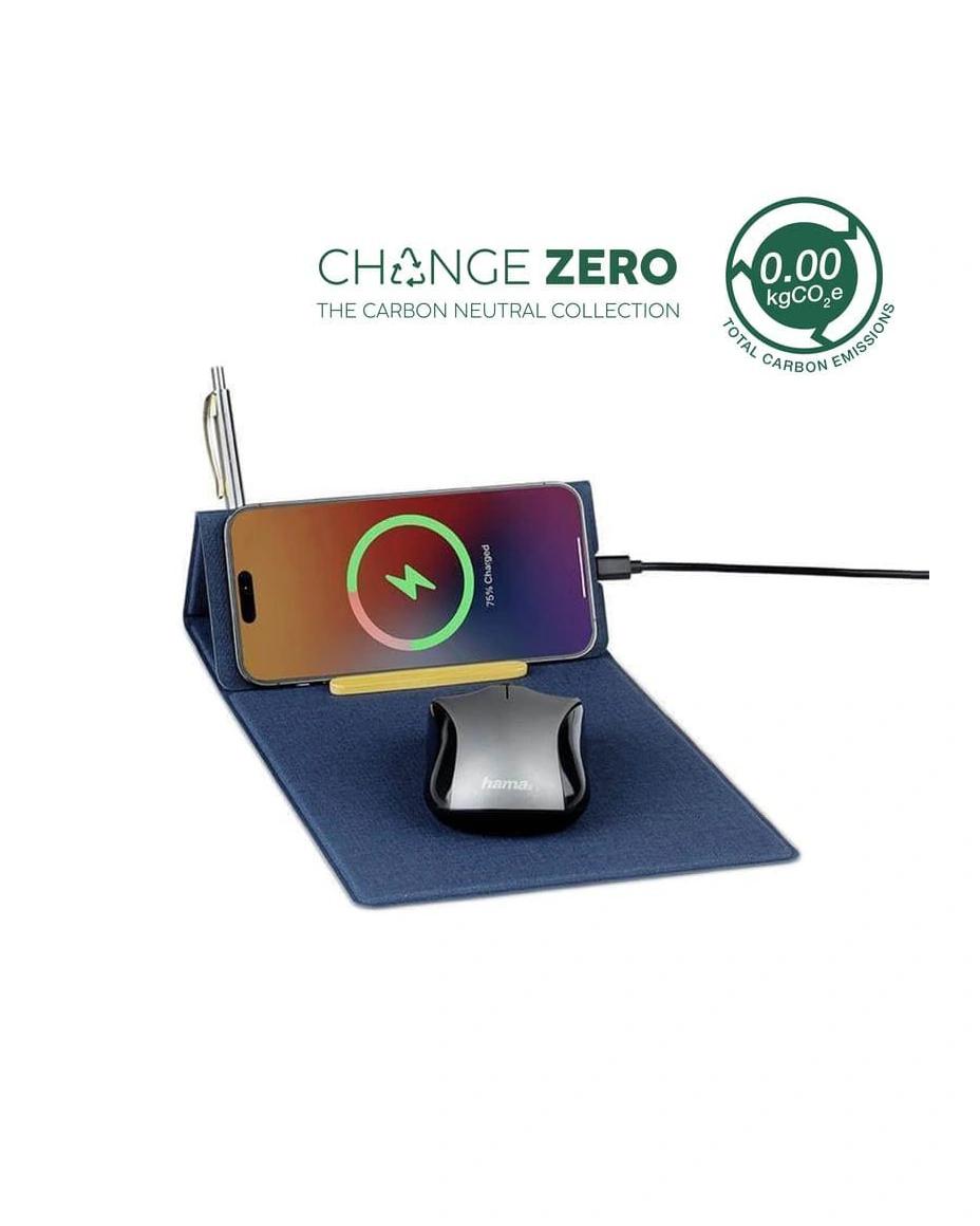 Dafoho - BLACE - CHANGE ZERO Recycled PU 15W Wireless Mousepad & Desk Organizer - Navy Blue