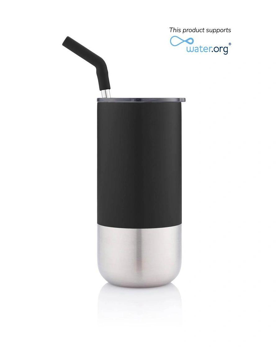 Hekifa - BORCULO - CHANGE Collection Insulated Tumbler with Reusable Straw - Black