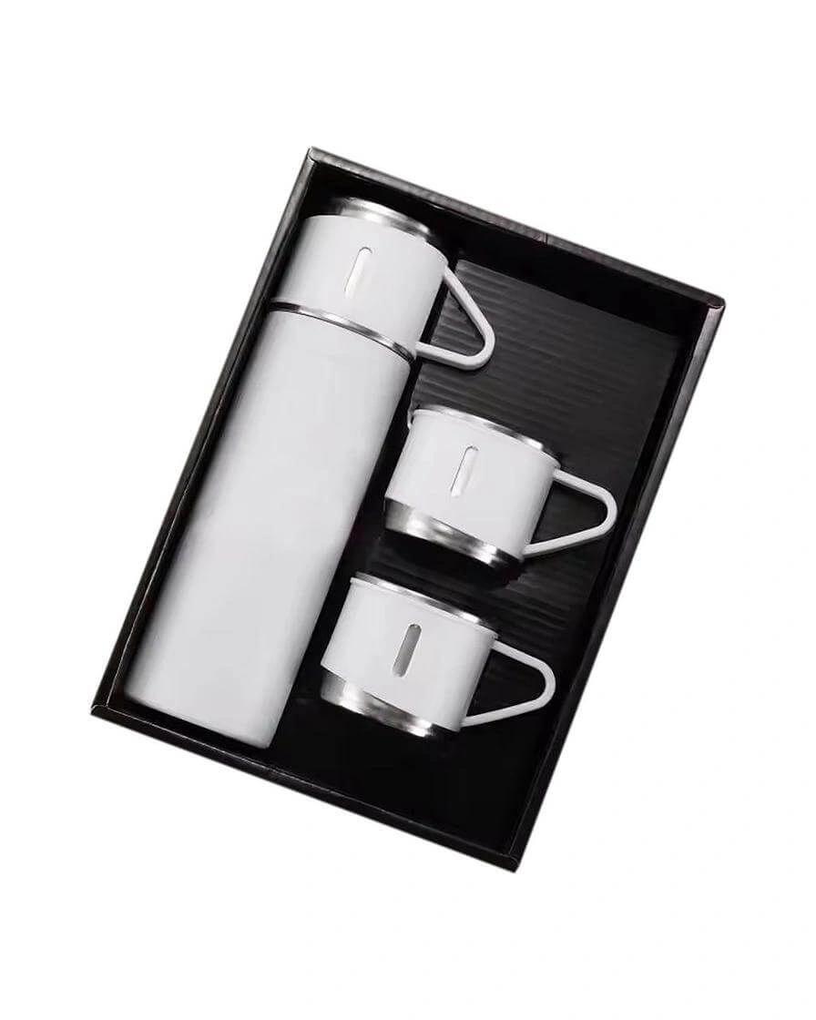 Kohado - SAFFLE - Family Set of Vacuum Flask & Two Cups - White