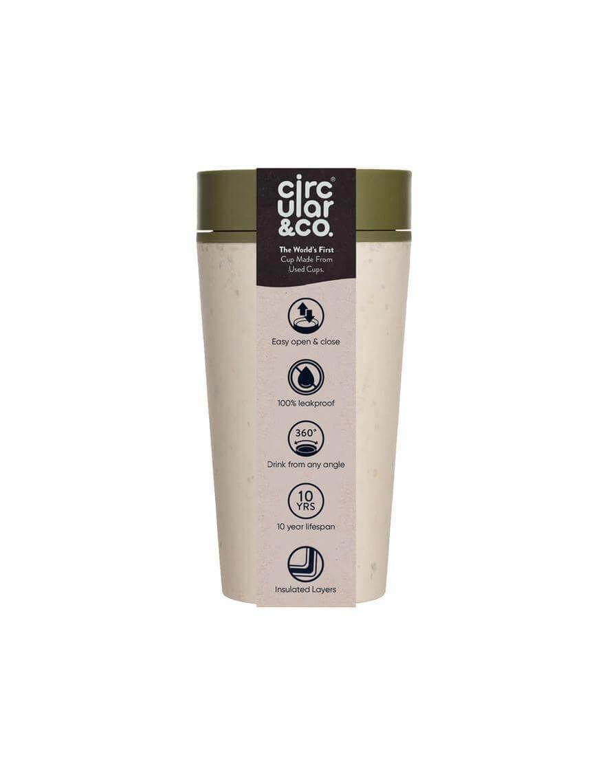 Hafaki - Circular Cup 12oz Cream & Honest Green