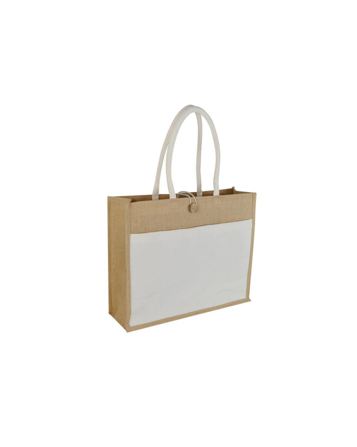 Fidebe - MONCLOVA - Jute Bag with Canvas Pocket - Natural