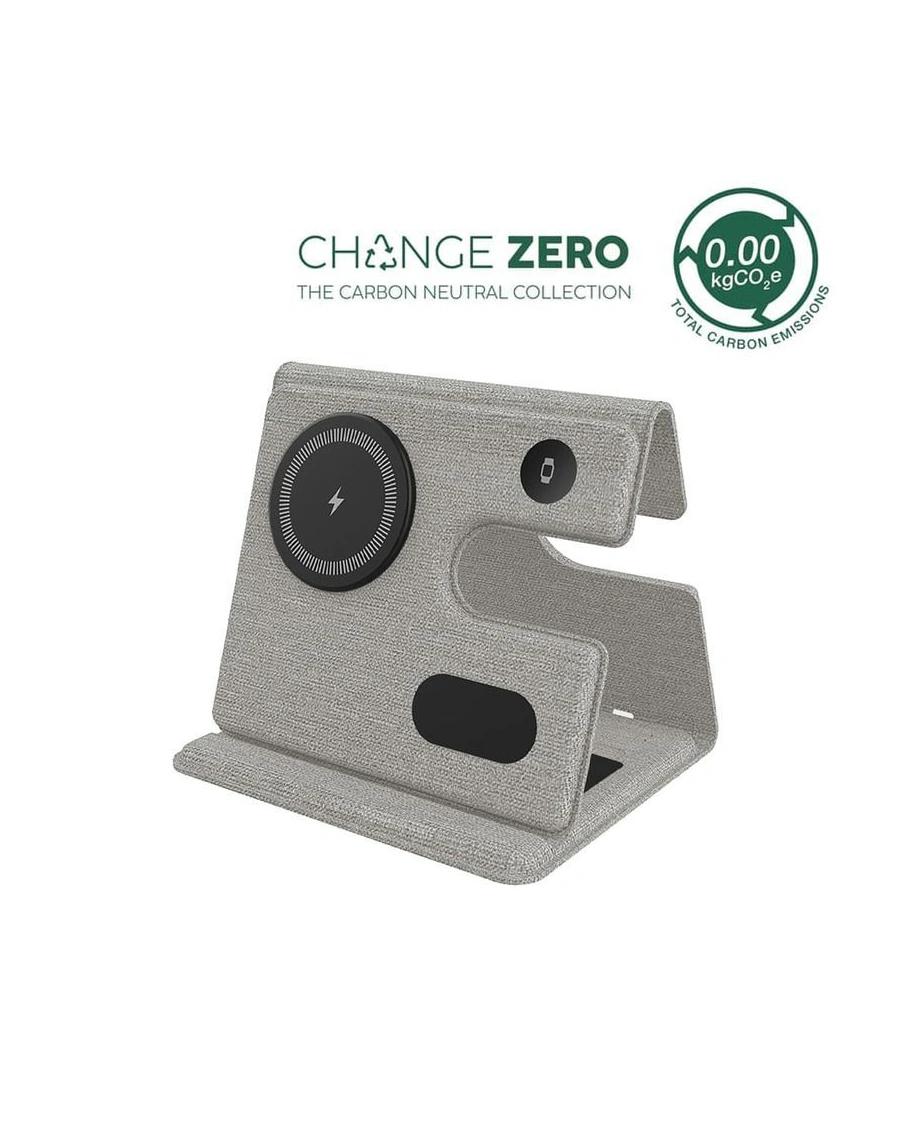 Kobefi - PLANA - CHANGE ZERO Recycled 3-in-1 Wireless Charger Station - Grey