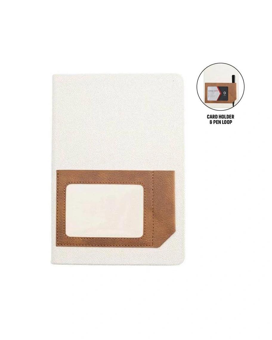 Befalo - ADANA - Santhome Recycled Canvas A5 Hard Cover Notebook with PU Pocket - Beige