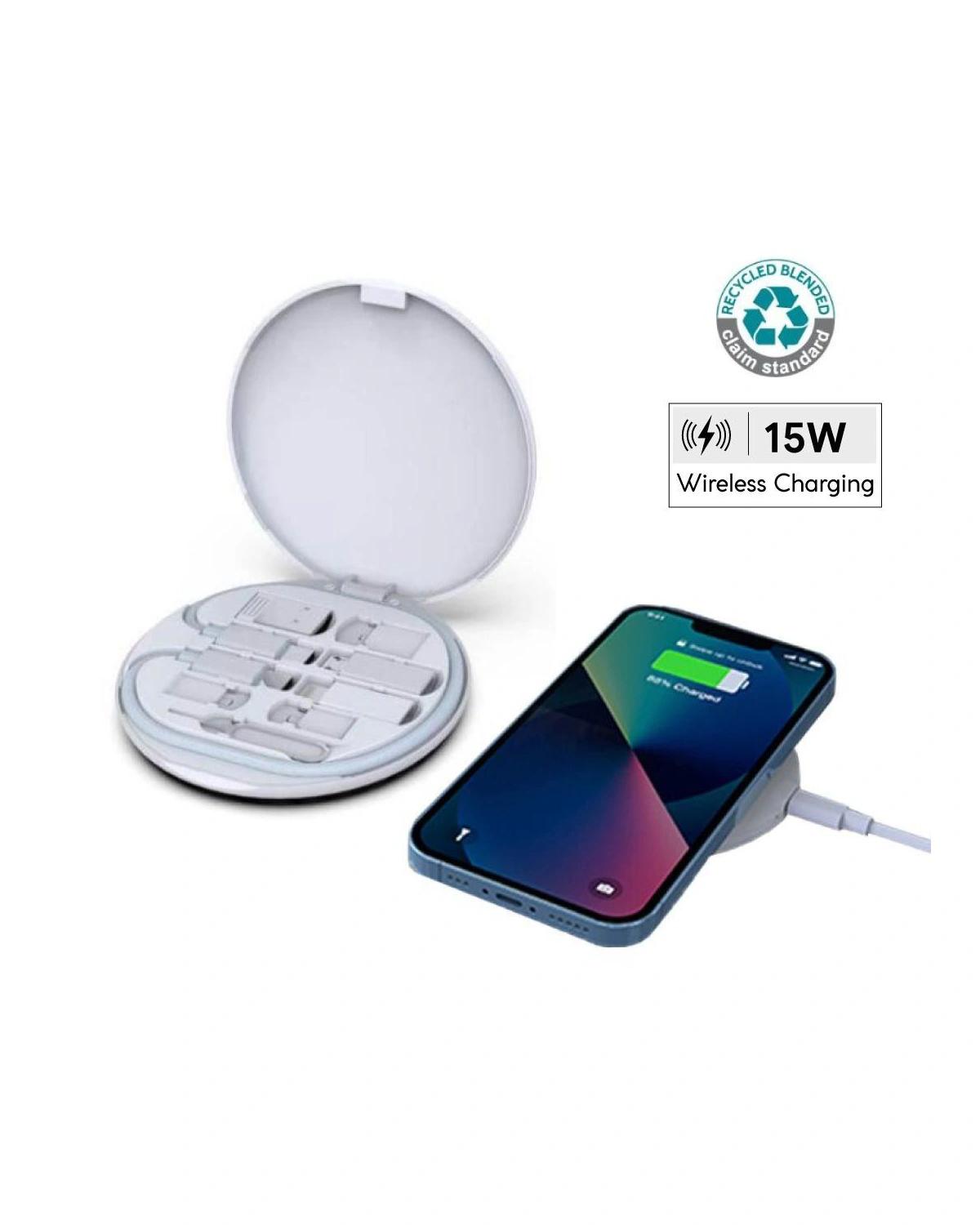 Fokali - OSLO - @memorii Recycled 15W Wireless Charger Multi - Cable Set - White