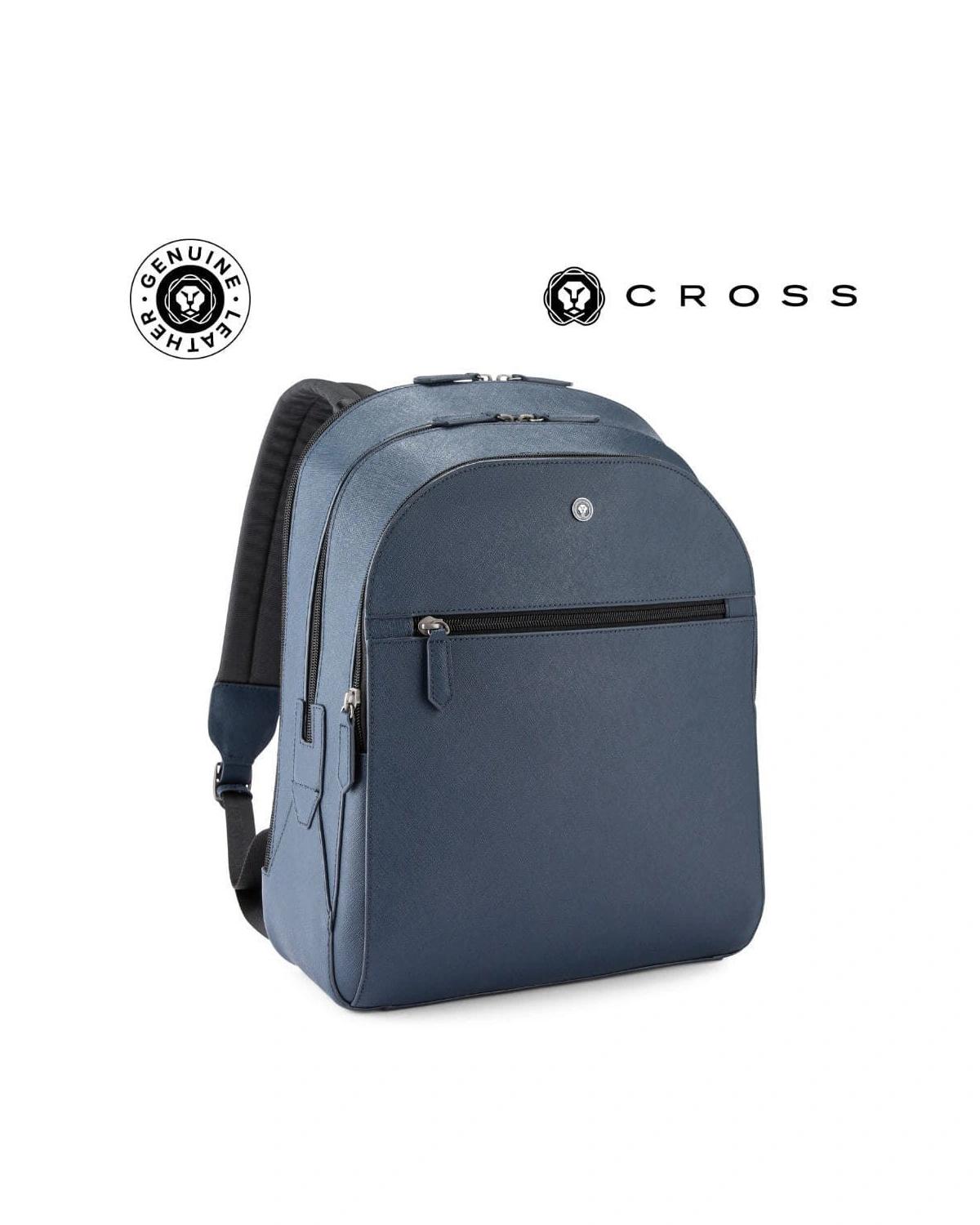 Lihala - Cross Luxury Leather Backpack - Navy Blue
