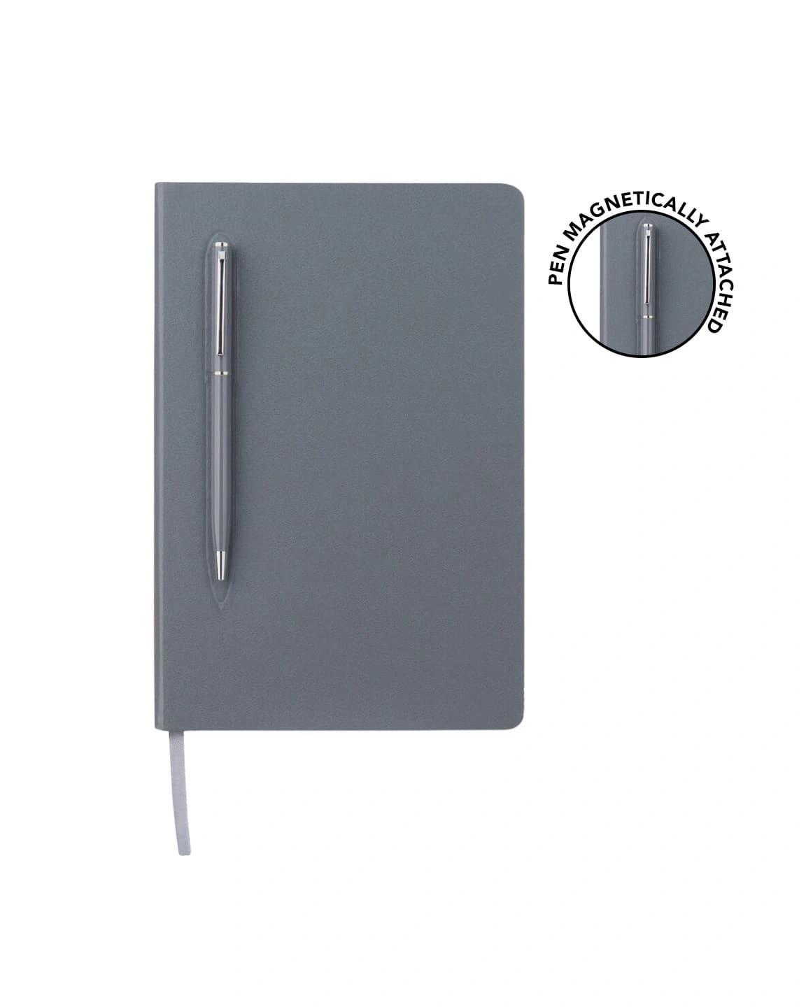 Gibahi - CAMPINA - A5 Hard Cover Notebook with Metal Pen - Grey