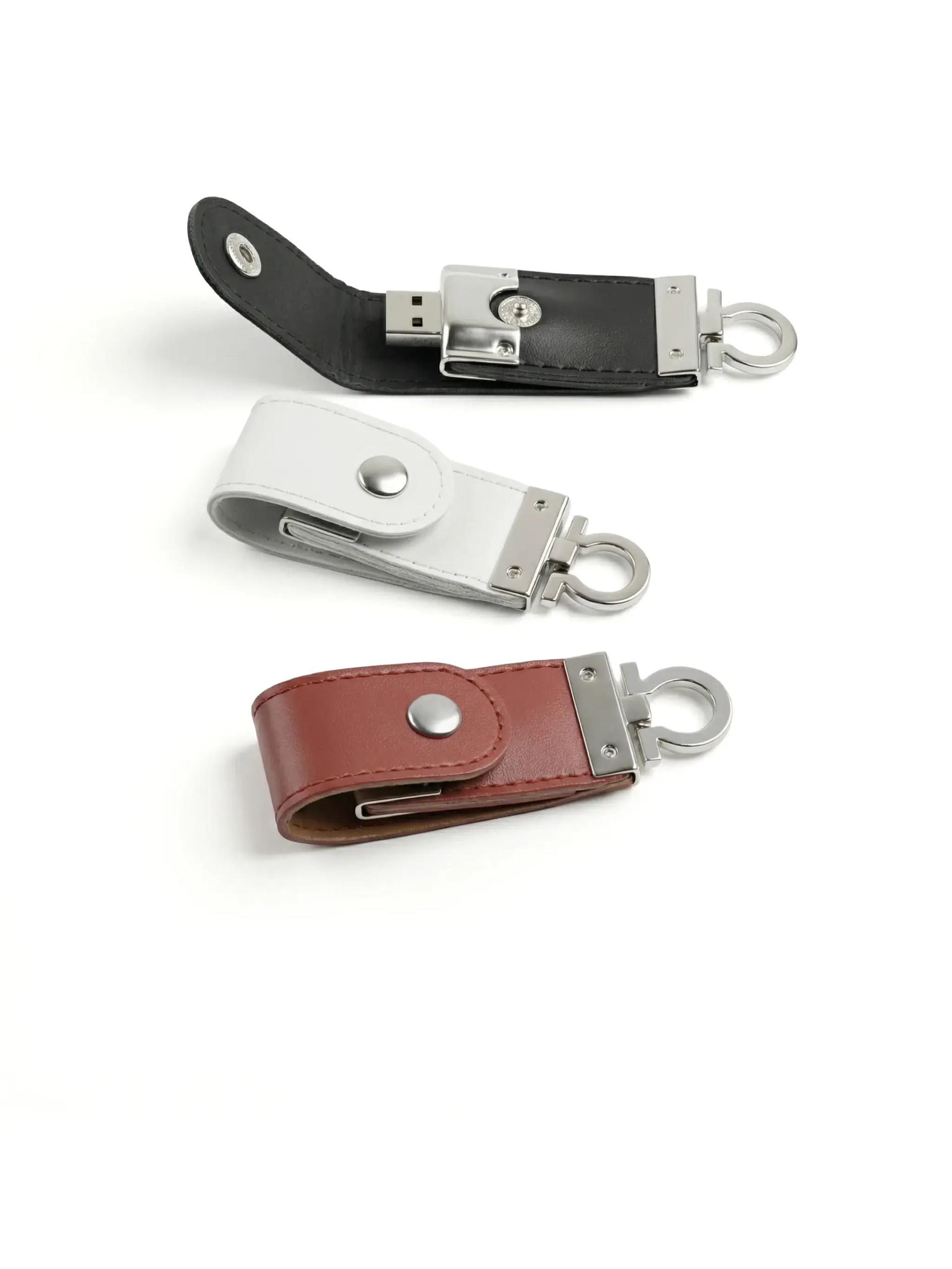 Nevoba - Wide Leather and Metal USB Flash Drive 80mm