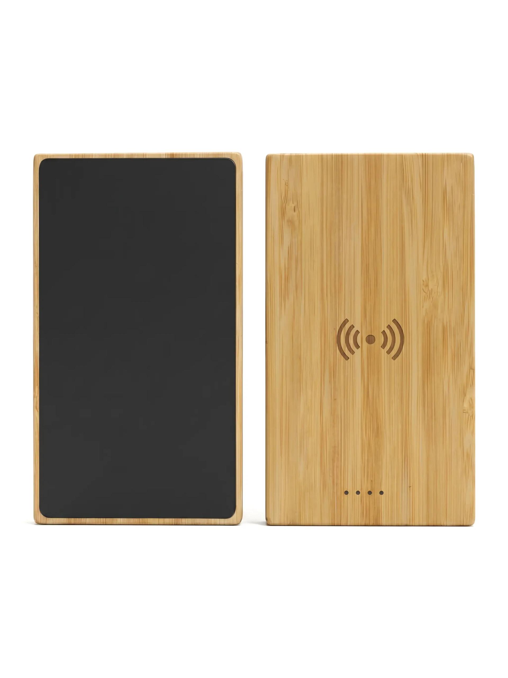 Lucili - Bamboo Wireless 10000mAh Power Bank with Light Up Logo