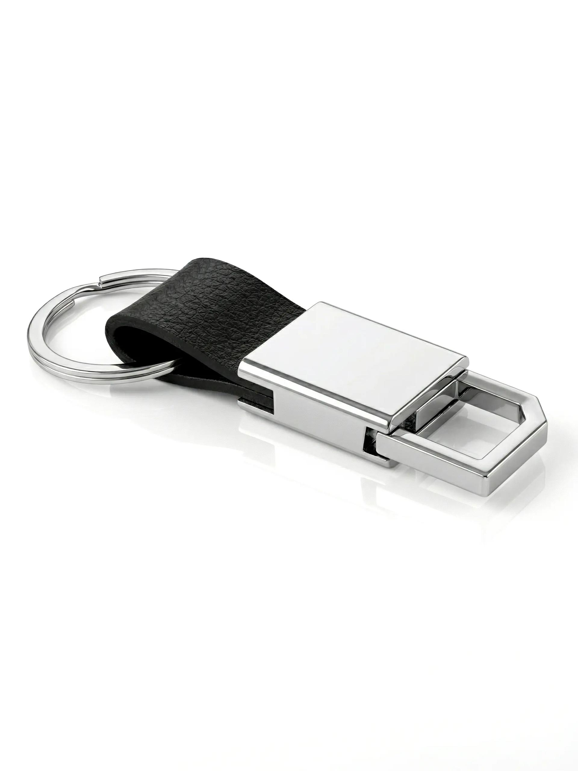 Aedawe - Metal Hook and Loop Keychain with Premium Leather Strap