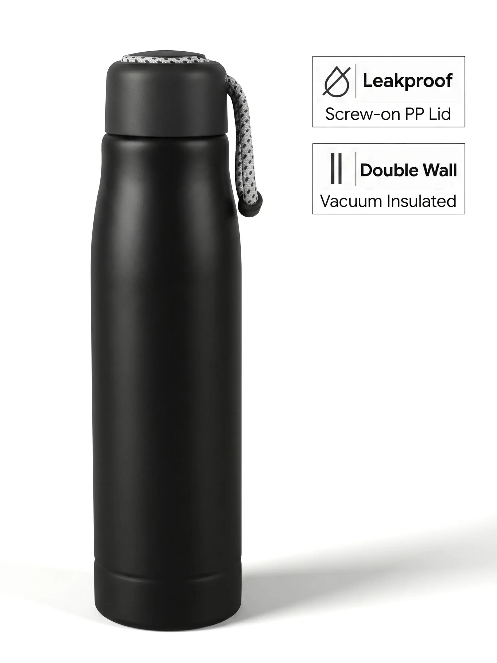 Akakid - Double Wall Stainless Steel Bottle 550ml - Black