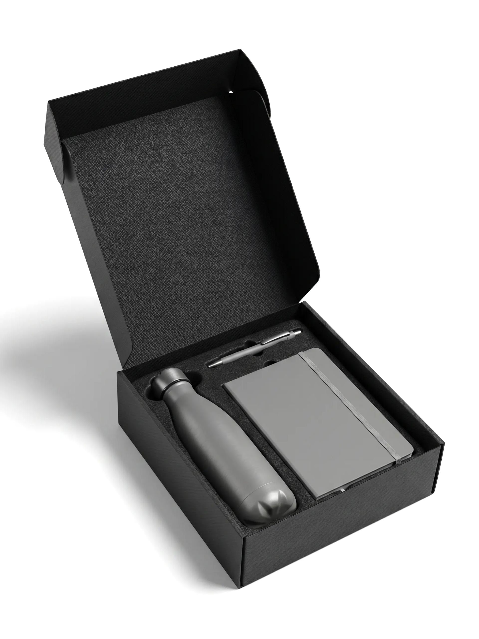 Akikal - Set of Stainless Bottle Notebook and Pen - Grey