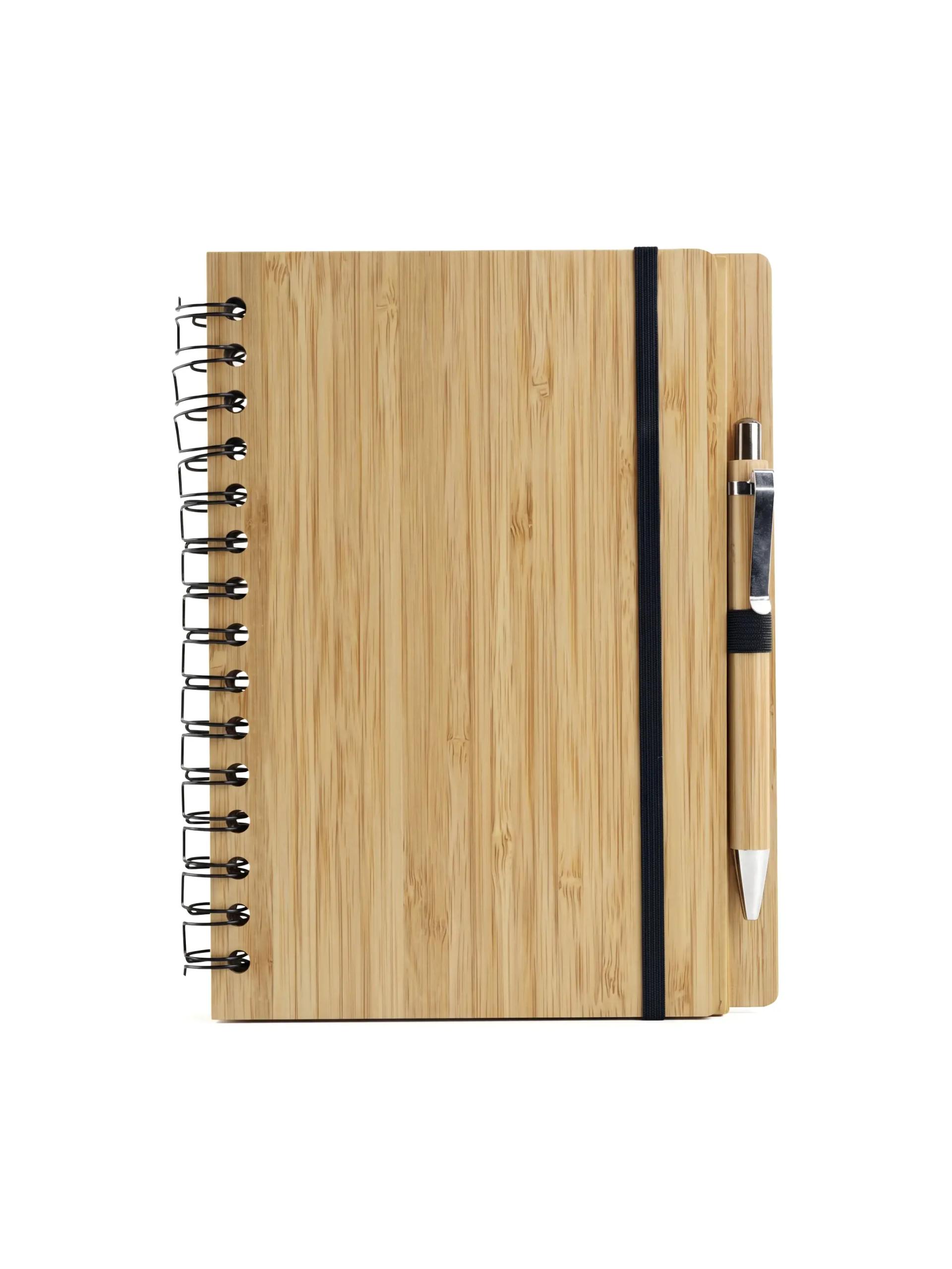 Foleli - Natural Bamboo Cover Notebook with Recycled Pen Set