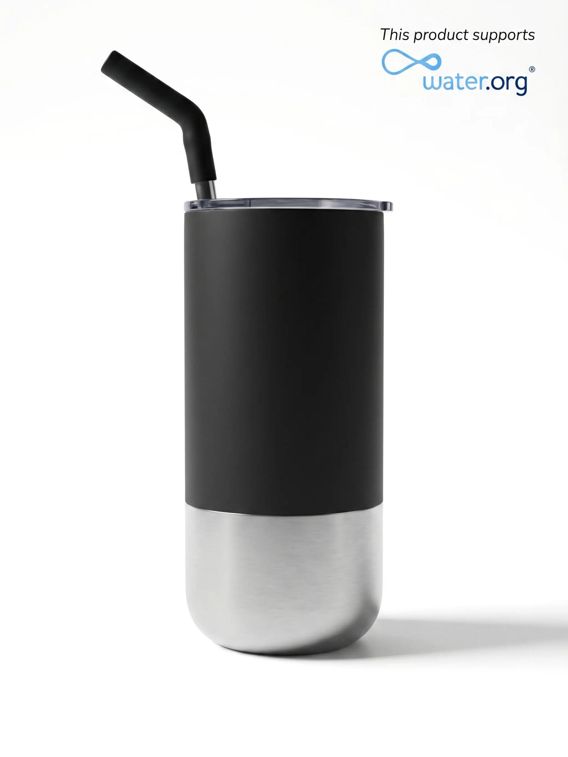 Vatiga - Insulated Tumbler with Reusable Straw - Black