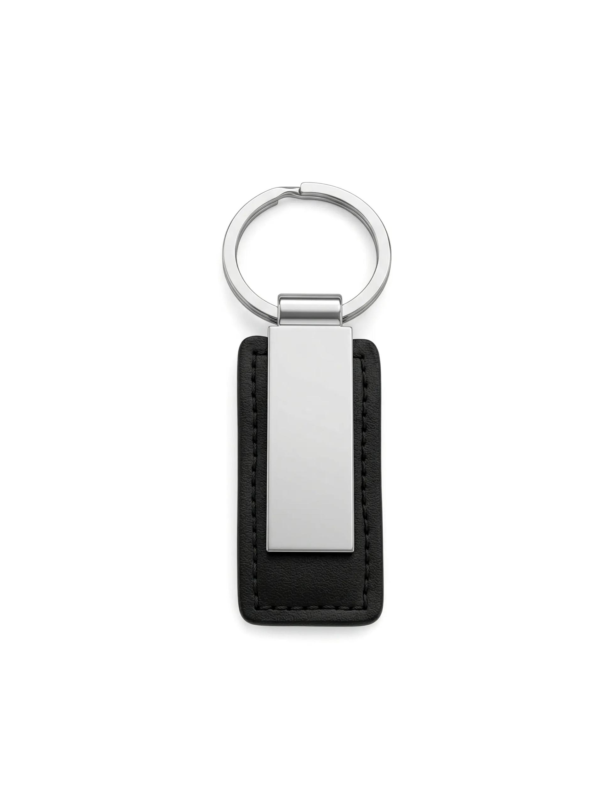 Vitozo - Silver Plate Metal and Leather Keychain 99mm Profile