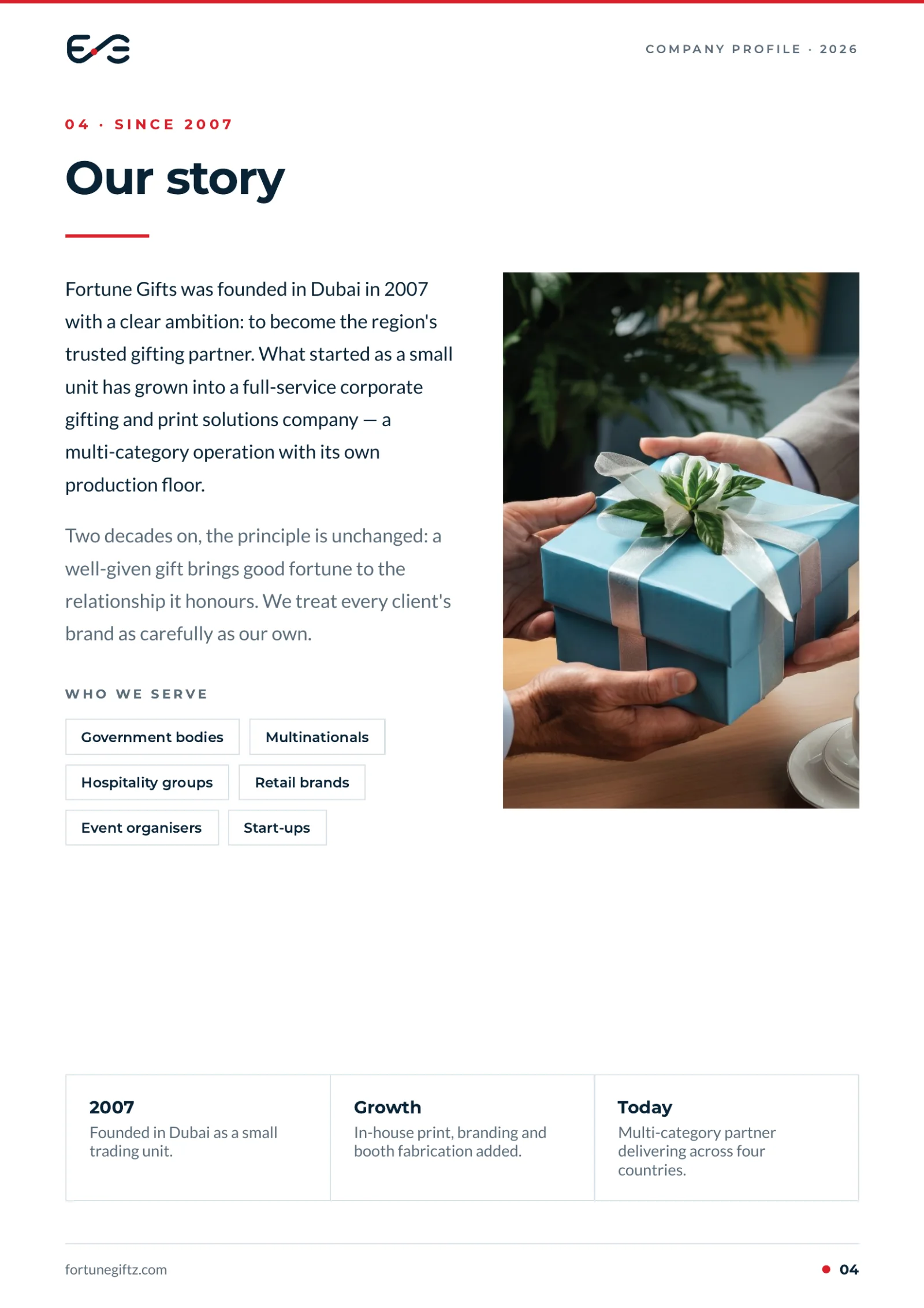 Fortune Gifts Company Profile 2026 — page 4: Our story