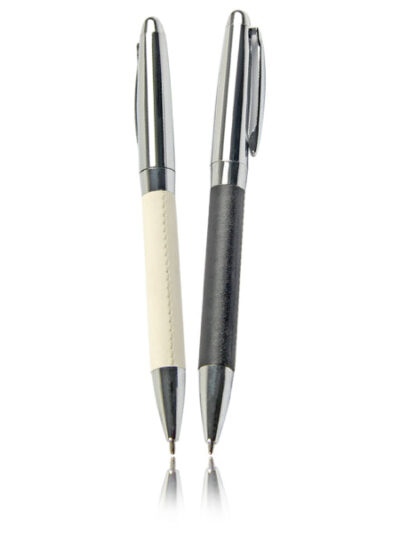 Elegant Metal and Leather Promotional Pen - Image 2