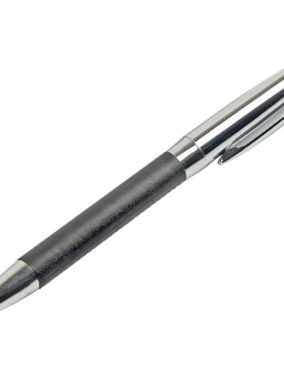 Elegant Metal and Leather Promotional Pen - Image 1